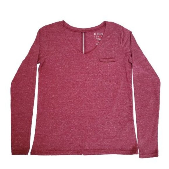 POOF New York Women's Marled Pink Long Sleeve Activewear Shirt Size Small - Picture 2 of 10